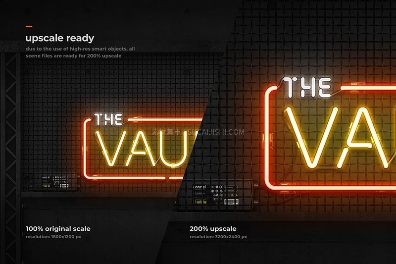 酒吧招牌霓虹灯特效PS样式模板